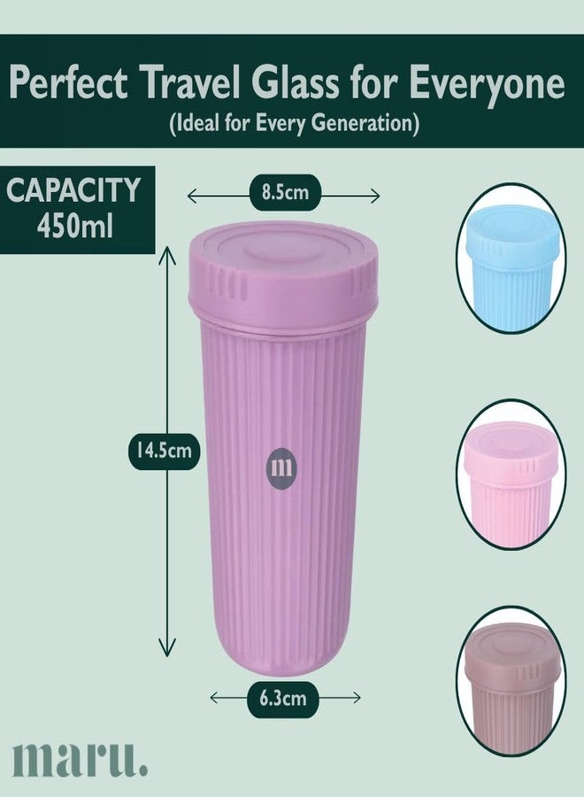 مارو كوب مارو فولاذي بغطاء بدون ماصة، سعة 450 مل، زجاجة صغيرة مانعة للتسرب وغير معزولة للسفر، كوب صغير مثالي للأطفال والكبار، مناسب للمدرسة أو المكتب، للعصير والماء والحليب واللبن الرائب والعصائر والشاي - Image 2
